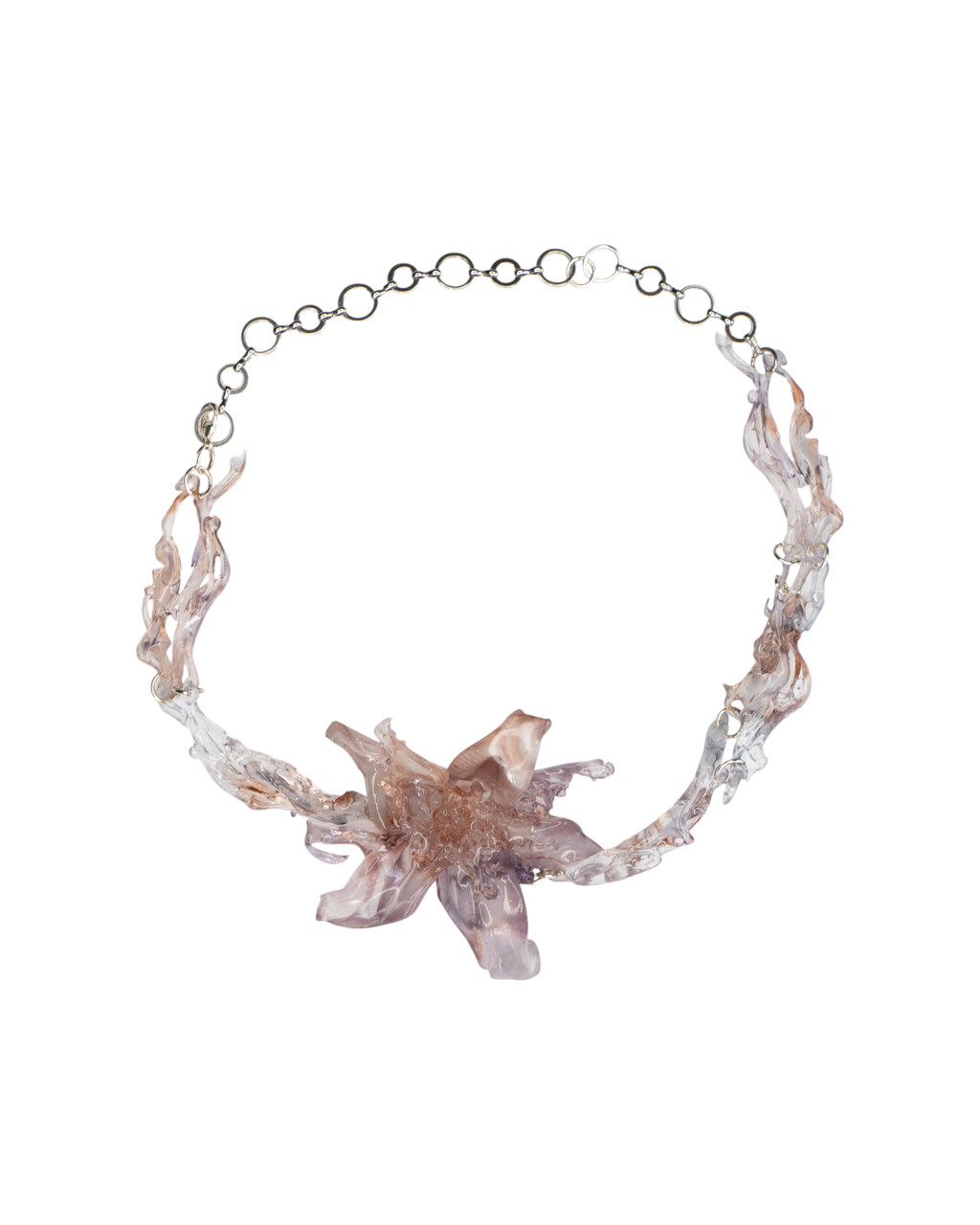 'floral κόσμος necklace' - purplish brown