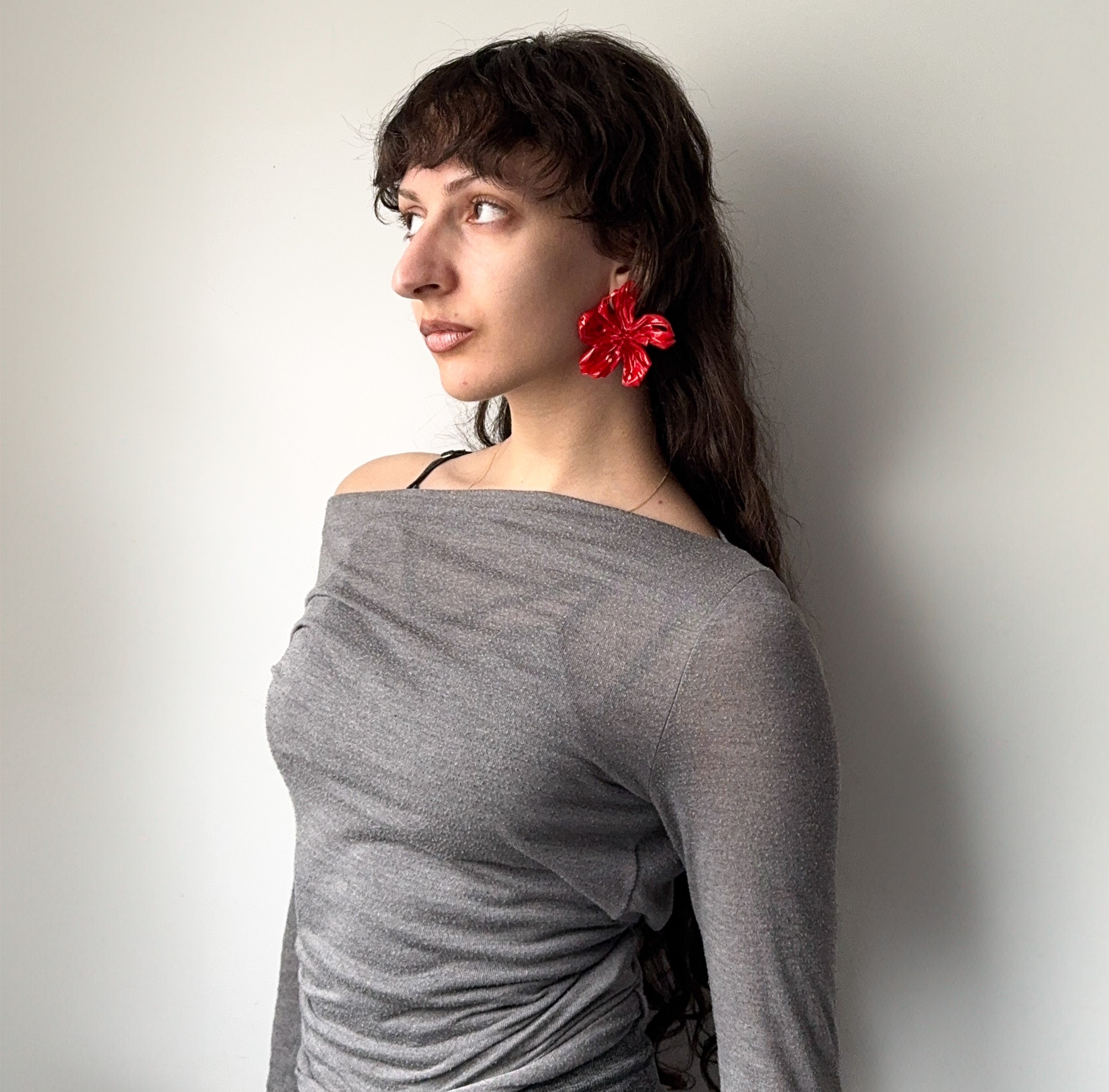 'Red Flower Earrings'