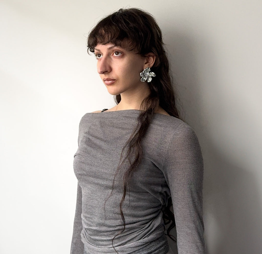 'Medium Silver Flower Earrings'