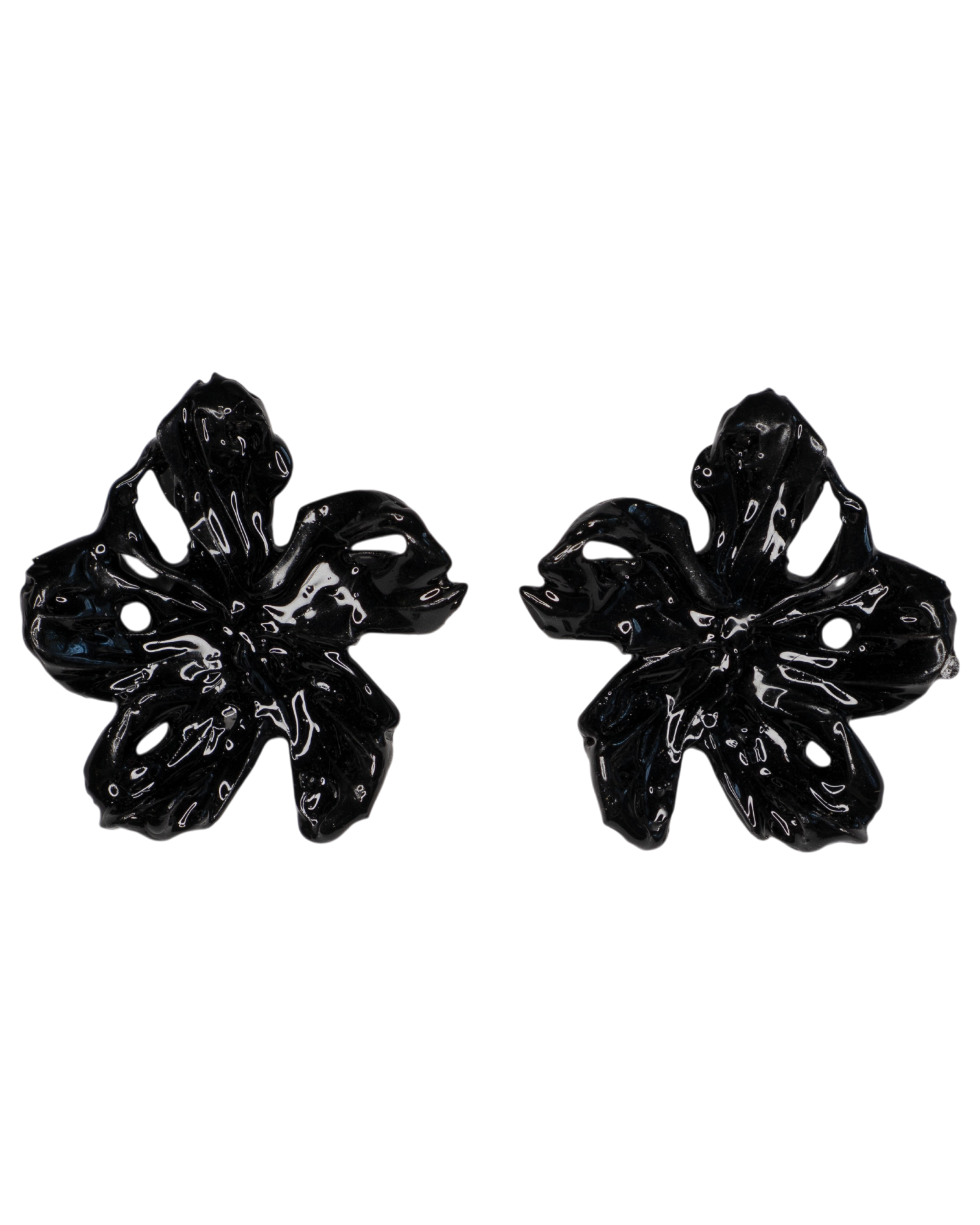 'large Noir flower earrings'