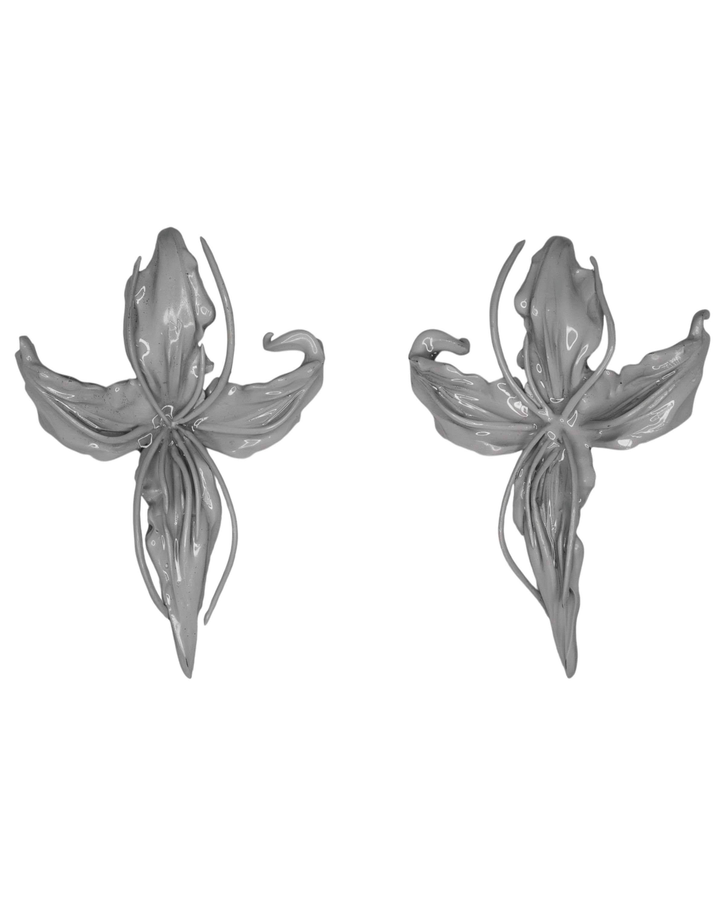 Σταύροσ Λουλούδι (cross flower) earring - γκρί (𝘨𝘳𝘦𝘺)